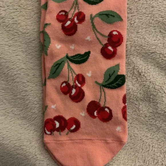 Disney Parks Disneyland Pink Cherry Cherries Hidden Mickey Mouse Socks Red - Picture 2 of 4